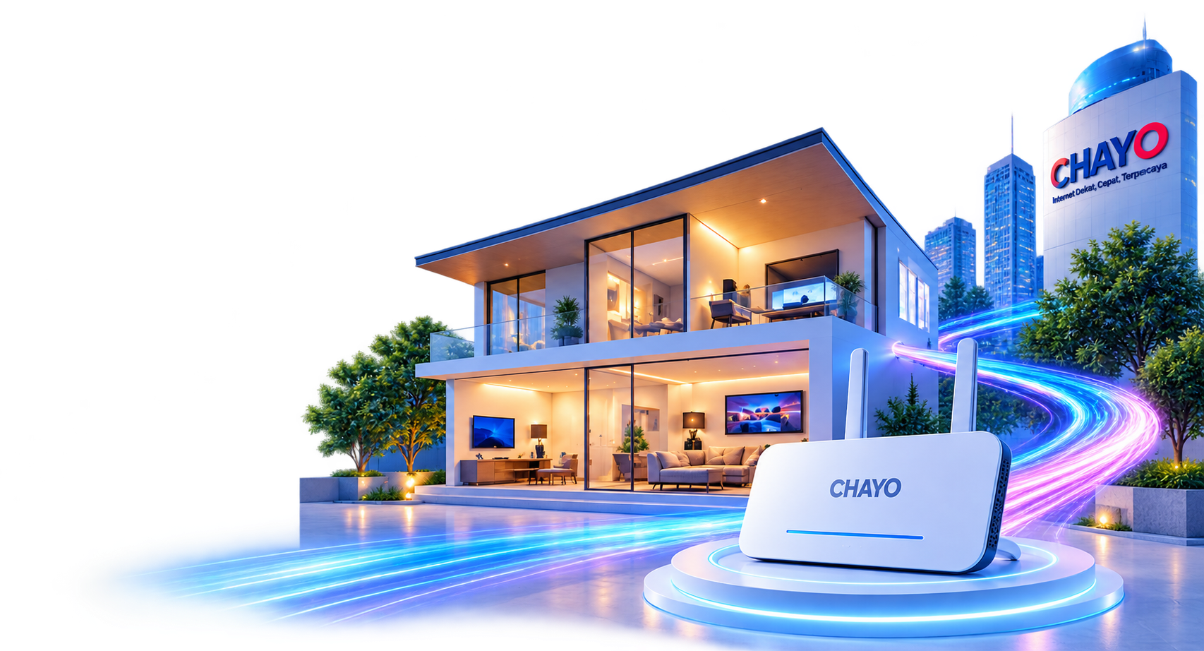 Rumah terhubung jaringan internet Chayo
